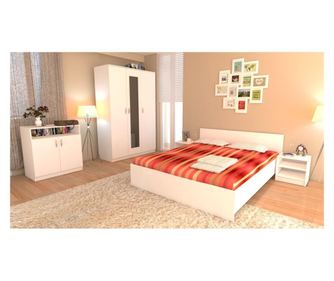 Dormitor soft alb cu pat pentru saltea 120x200 cm
