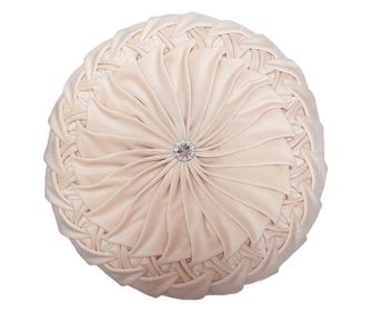 Perna decorativa, rotunda, catifea premium, model cusut, crem rose, 33 cm, Fashion Story Home