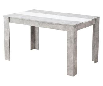 Masa bucatarie mmb napron, beton si alb, 135 x 80.5 x 74.5 cm