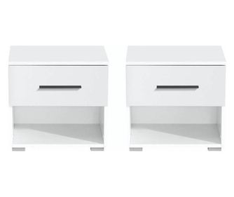 Noptiera mmb1, set 2 bucati, alb mat, 44.5 x 42.5 x 33.5 cm