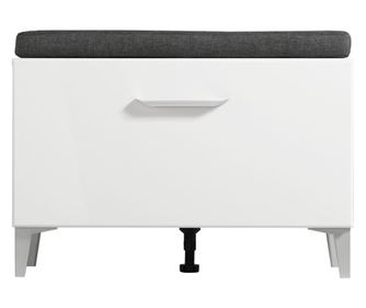 Bancheta hol mmb kom, alb mat si folie lucioasa alba, 74.5 x 35 x 53 cm