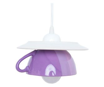 Pendul Afternoon tea E27, 1x60W, bol + farfurie ceramica, lila-mov