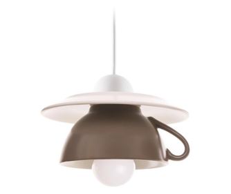 Pendul Afternoon tea E27, 1x60W, bol de supa + farfurie ceramica, maro