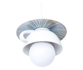 Pendul Afternoon tea E27, 1x60W, bol + farfurie ceramica, BLUE RAYS