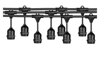 Ghirlanda Luminoasa cu Pendule RFAN, Gradina, Terasa, 10m, 15 Fasung E27, Fara becuri, Negru