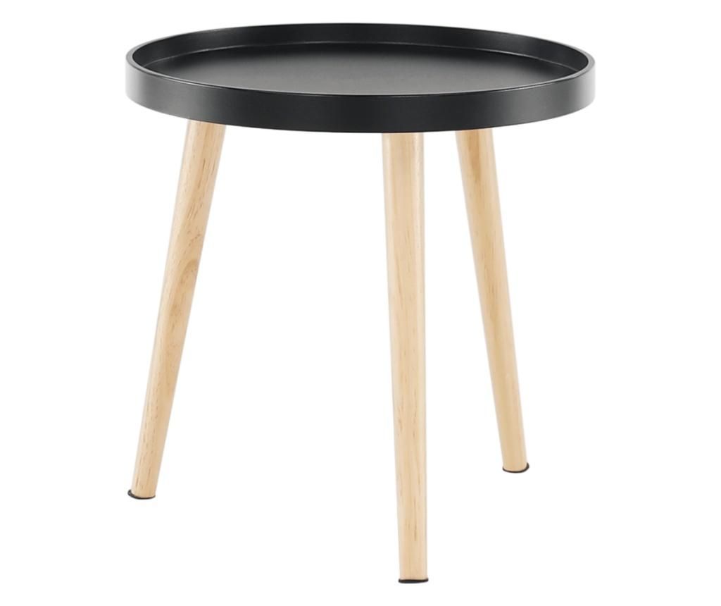 Fekete Természetes Fa Oldalasztal 40x40x40 cm