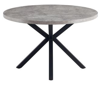 Στρογγυλό Τραπέζι MDF σε Χρώμα Carbon Gray με Μαύρα Μεταλλικά Πόδια - 120x76 εκ.