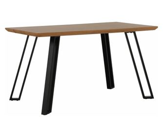 Τραπέζι Τραπεζαρίας PEDAL με Επιφάνεια από MDF σε Χρώμα Δρυός Καφέ και Μεταλλικά Πόδια Μαύρα 140x80x76 εκ.