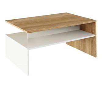 Dnevni boravak hrast Sonoma smeđi i bijeli stolić za kavu 90x60x43 cm