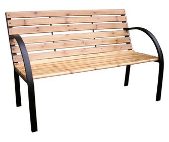 Vrtna klupa od crnog željeza i prirodnog drva LACEA 122x60x80 cm