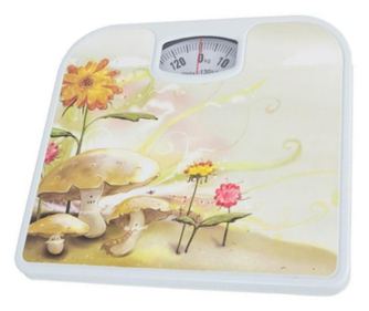 Tjelesna vaga, Klausstech, mehanička, podržava težinu do 130 kg, otisak, atraktivan dizajn, jednostavna za korištenje, bijela/kr