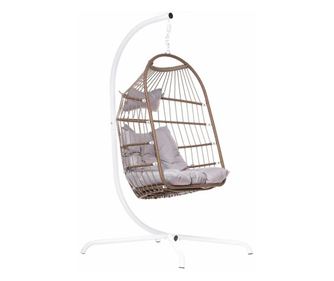 Balansoar cuib pliabil suspendat 113x76 cm, natur, perna gri, king