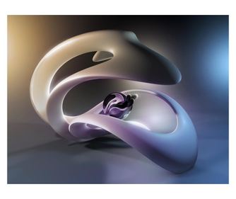 Abstraktna 3D nalepka modra