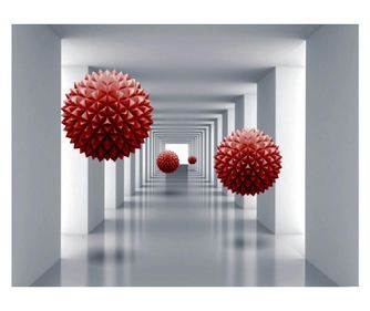 Fototapeta tunel z rdečimi kroglicami