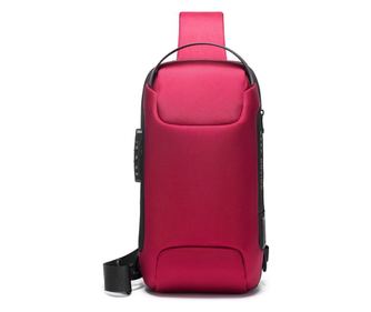 Rucsac crossbody pentru barbati, impermiabil, antifurt, port usb, Bange bg22085rd rosu