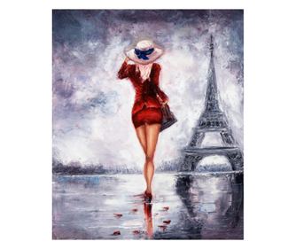 Platno slika Pariz, mlado dekle, rdeča, 60 x 40 cm