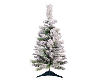 Brad artificial de Craciun, aspect real, motiv inzapezit , 90 cm, suport cadou