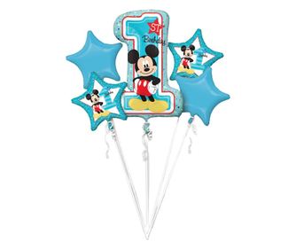 Buchet 5 baloane 1St Birthday Mickey Mouse
