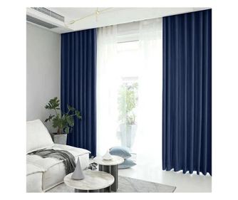 Set draperie din catifea blackout cu rejansa transparenta cu ate pentru galerie, densitate 700 g/ml, black Madison 150x265 cm