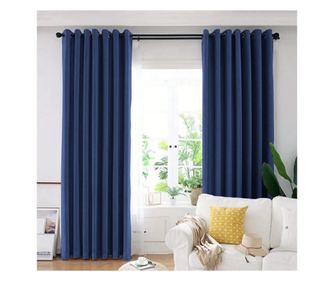 Set draperie din catifea blackout cu inele negre, densitate 700 g/ml, black pearl, 2 buc, Madison 200x260 cm
