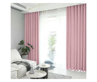Draperie din catifea blackout cu rejansa transparenta cu ate pentru galerie, densitate 700 g/ml, queen pink Madison 150x250 cm