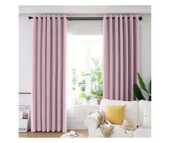 Set draperie din catifea blackout cu inele albe, densitate 700 g/ml, queen pink, 2 buc, Madison 150x225 cm