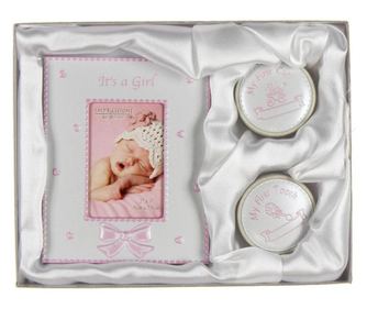 Set cadou rama foto, cutiuta prima suvita si cutiuta primul dintisor Pink Juliana