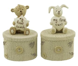 Set cutiuta prima suvita cu iepuras si primul dintisor cu ursulet Button Corner