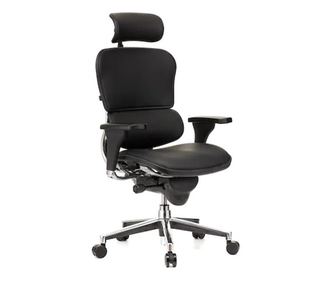 Direktorska stolica ERGOHUMAN Plus, naravna usnja Črna, 2D naslon za glavo, ledvena opora, 3D nastavljive roke Concept chairs