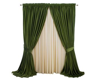Set od 2 baršunaste zavjese, maslinasto zelene, s trakom, poluprozirne, 200x250 cm