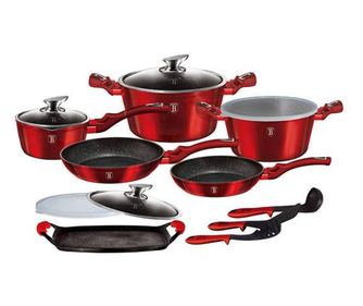 Set oale marmorate 14+2 piese Burgundy Metalic Line Berlinger Haus BH 6781