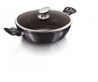 Cratita marmorata cu capac, 3.8 litri, 28 cm Carbon Pro Berlinger Haus BH 6898