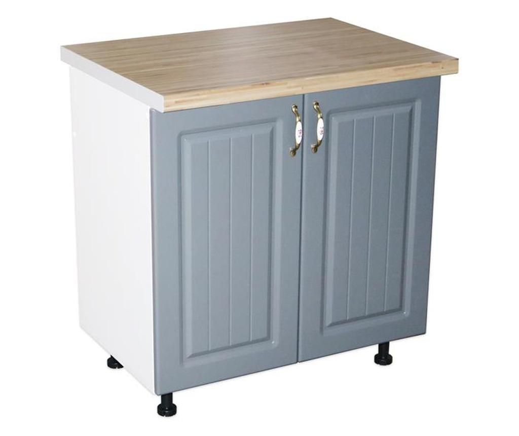 Masca pentru chiuveta cu 2 usi 80 cm zebra, alb/mdfgri cu blat artar, 80x85x60 cm 