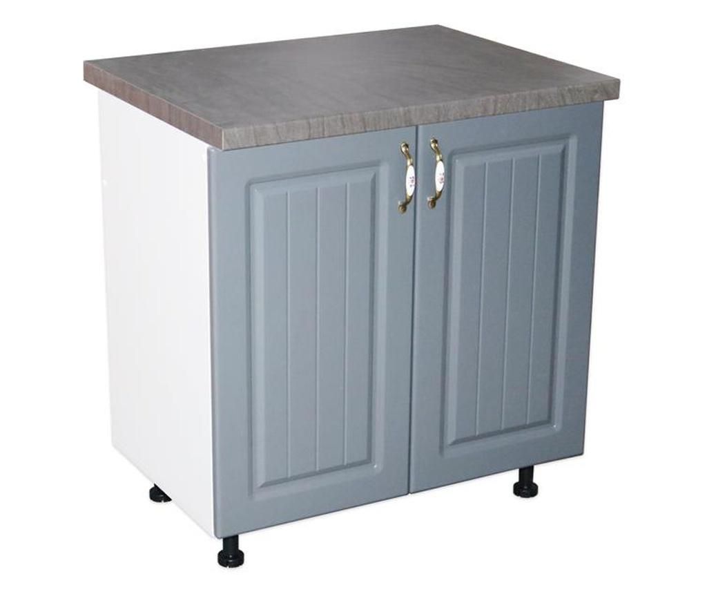 Masca pentru chiuveta cu 2 usi 80 cm zebra, alb/mdf gri cu blat beton, 80x85x60 cm 