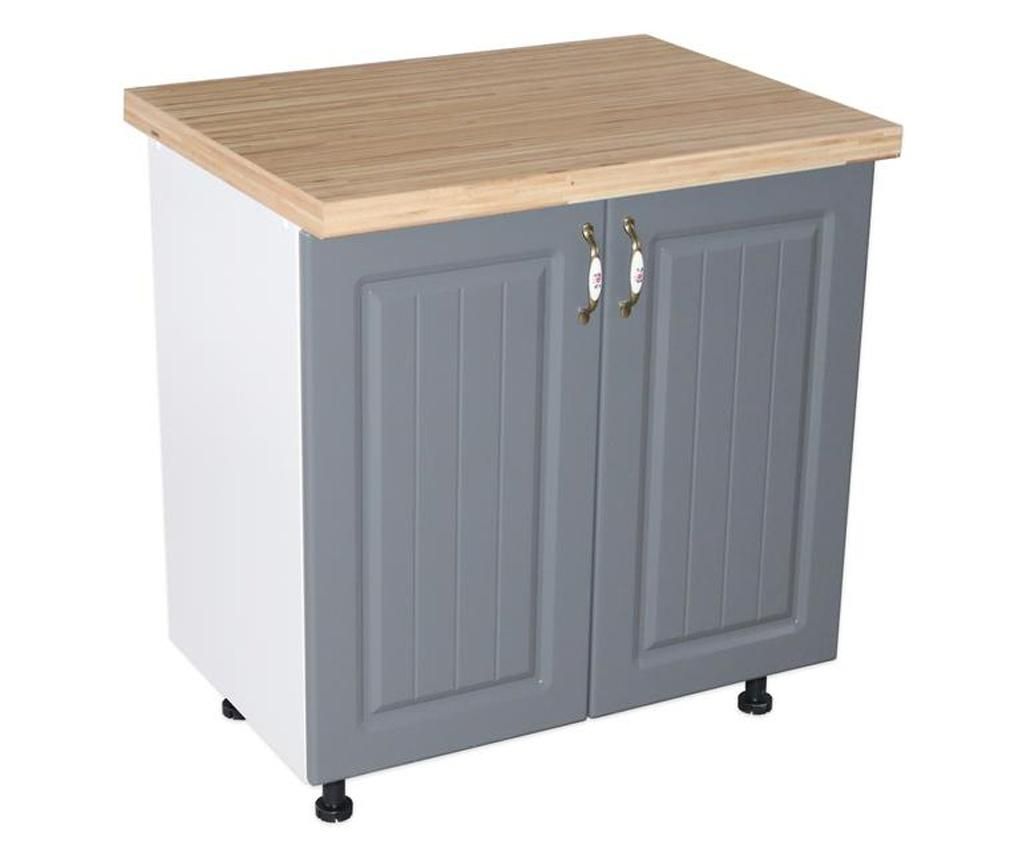 Corp inferior cu 2 usi 80 cm zebra, alba/mdf gri, cu blat artar 80x85x60 