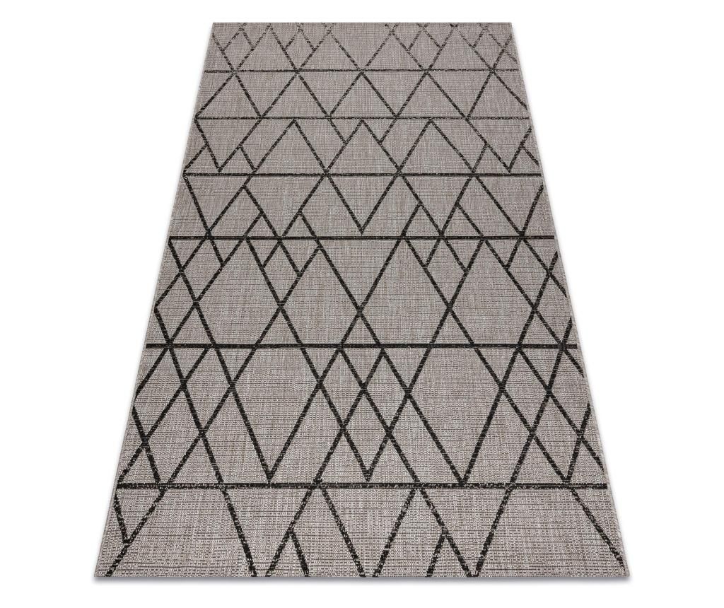 FLOORLUX Sisal Cord Rug 20508 silver / black TRIANGLES 60x110 cm