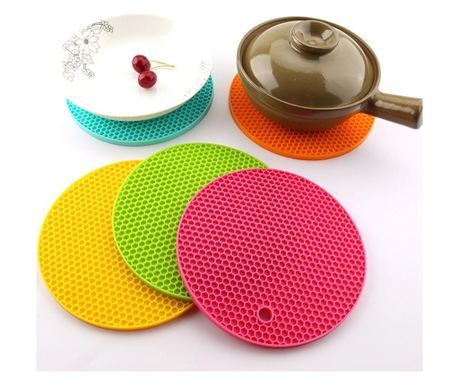 Suport rotund pentru oala din silicon, portocaliu