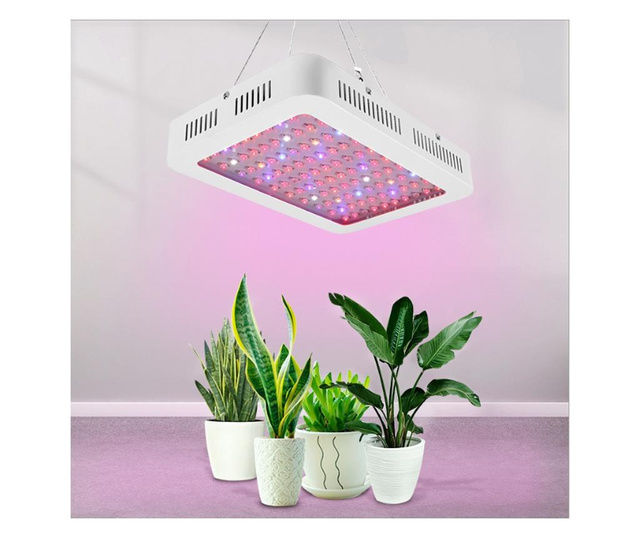 Lampa pentru cresterea plantelor cu spectru complet - 100 LED-uri UV si IR pentru cresterea accelerata a florilor si legumelor,