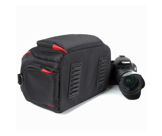 Geanta impermeabila de umar pentru camera foto dslr, negru rosu 18 x 14.5 x 11 cm