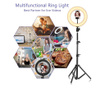 Lampa Circulara Make up Profesionala cu LED RGB, Ring Light cu 10 culori diferite,Lumina Rece/Calda Tip Inel, Trepied 160cm, Tel