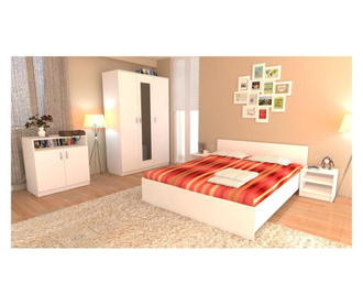 Dormitor soft alb cu pat pentru saltea 160x200 cm