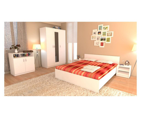Dormitor soft alb cu pat pentru saltea 140x200 cm