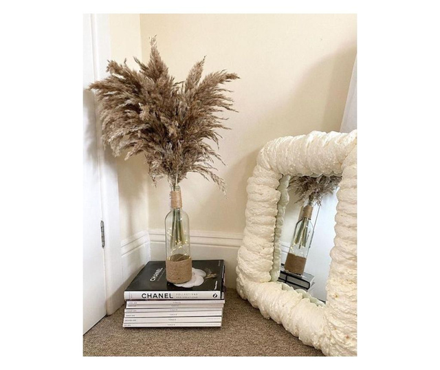 Buchet planta naturala pampas grass pletos, 3buc, uscat, conservat natural, 80 cm, calitate premium, vaporos, Boho Decor