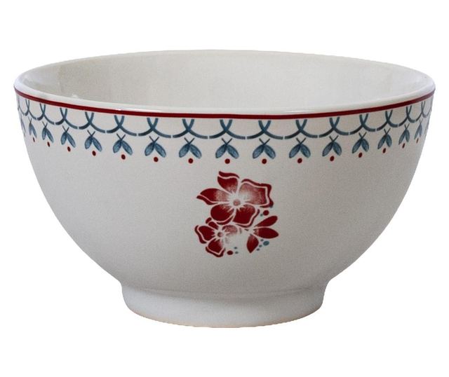 Set 6 boluri, cesiro, 600 ml, alb arctic cu decor floare