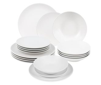 Set complet serviciu de masa, north pole, 18 piese,, alb arctic mat