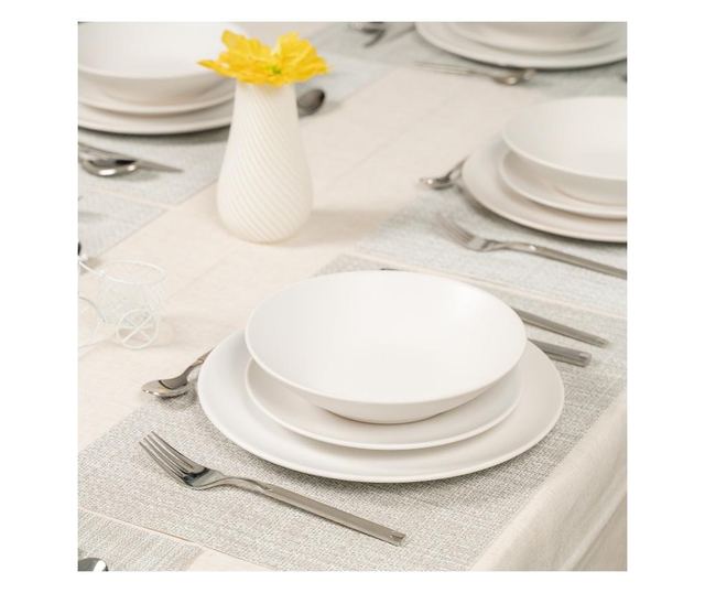 Set complet serviciu de masa, north pole, 18 piese,, alb arctic mat