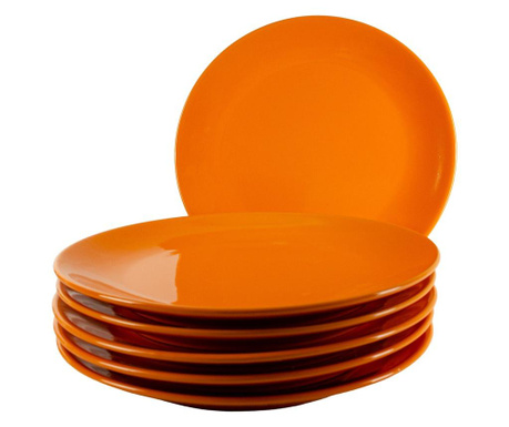 Set 6 farfurii intinse pentru casa familiei tale, cesiro, Ø 26 cm, portocaliu tropical
