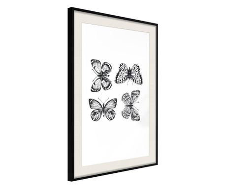 Плакат Artgeist - Butterfly Collection III - Черна рамка с паспарту - 40 x 60 cm