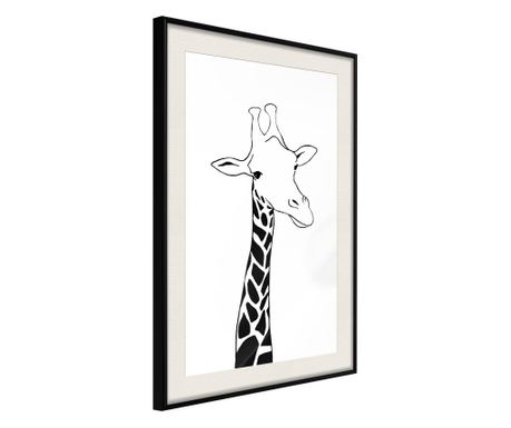 Плакат Artgeist - Black and White Giraffe - Черна рамка с паспарту - 40 x 60 cm
