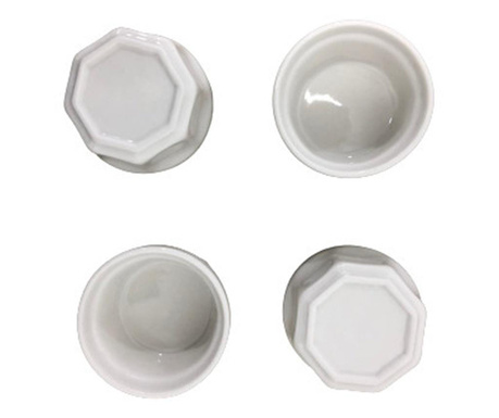 Set 4 mini-boluri uni Excellent Houseware, ceramica, 6x3.5 cm, alb